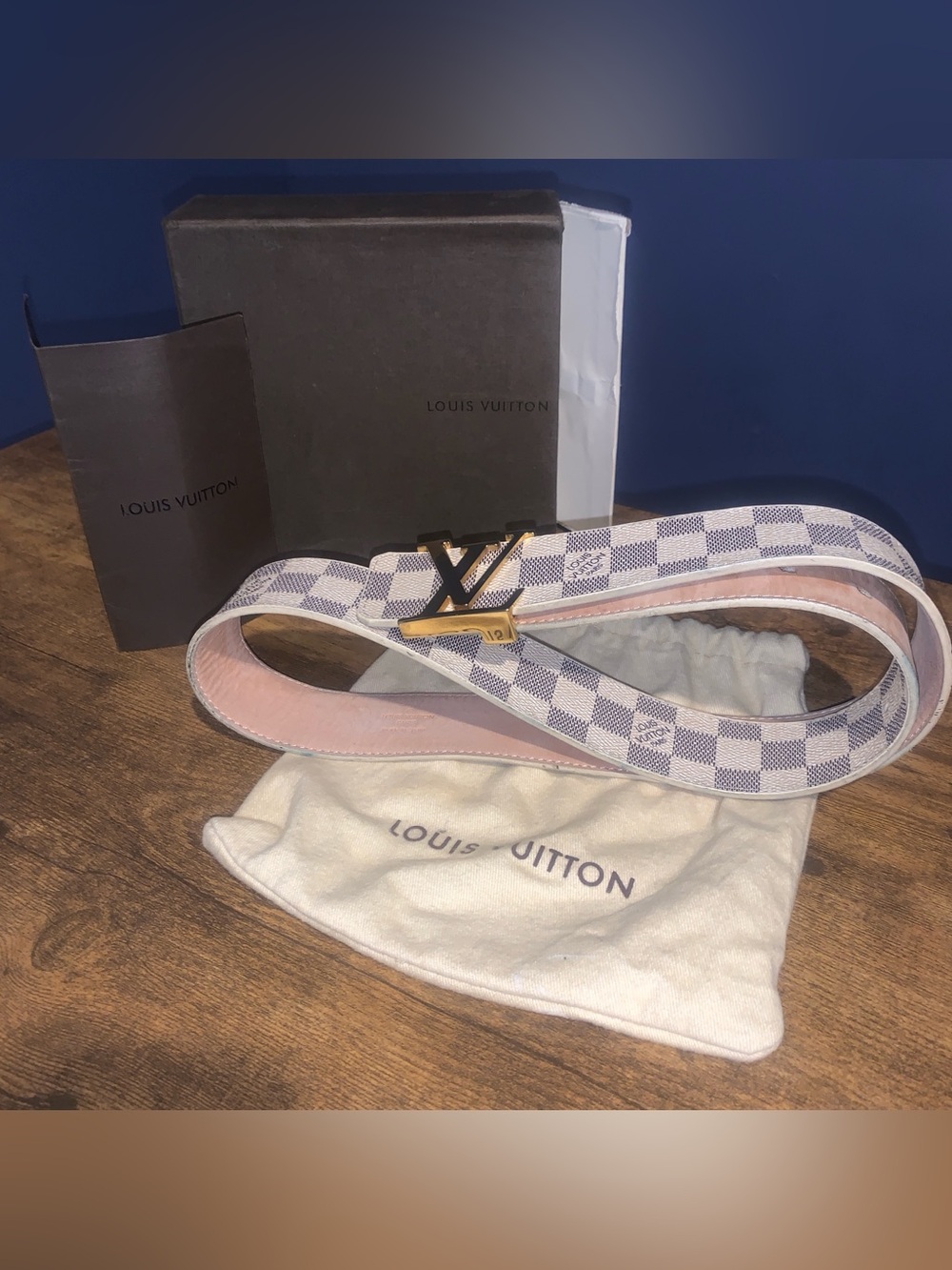 Louis Vuitton belt Damier Azur